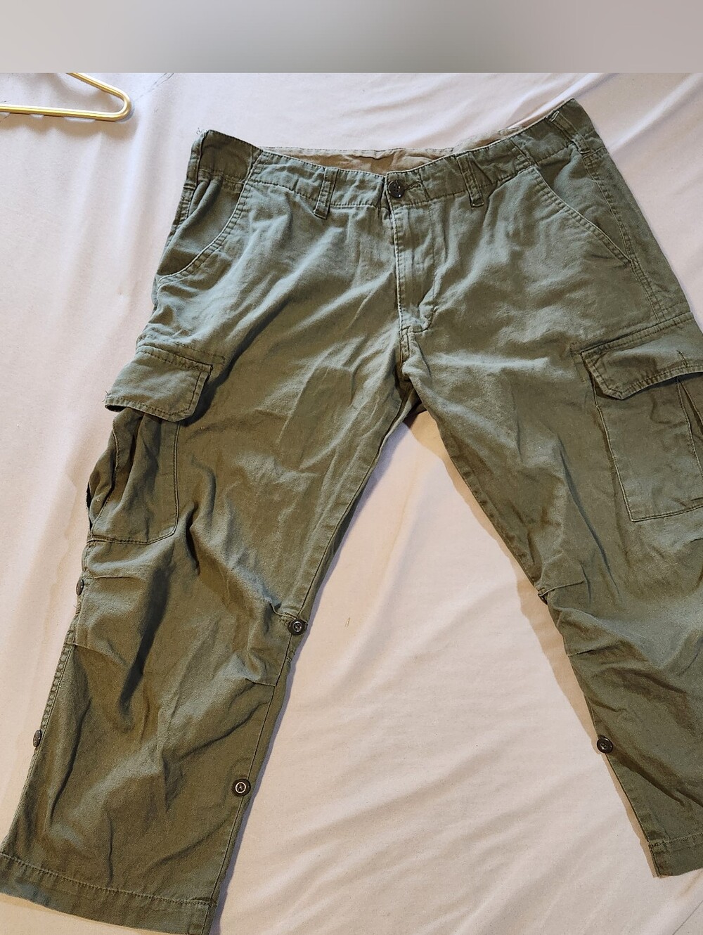 Men's Olive Green Cargo Hiking Outdoorsmen 3/4 Pants Hunting Fishing Camping